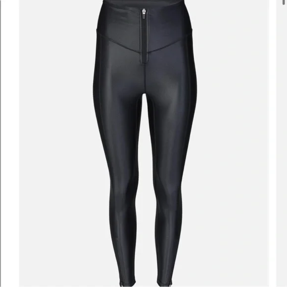 Bandier All Access Ultra High Rise Zip Front Leggings in Black Shine size XS - Picture 3 of 11